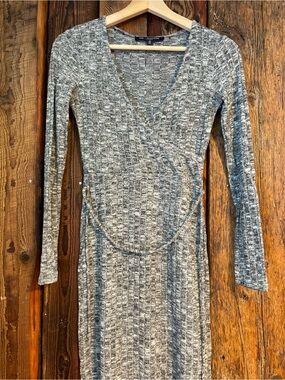 Cozy Grey Wrap-Style Knit Dress - Women